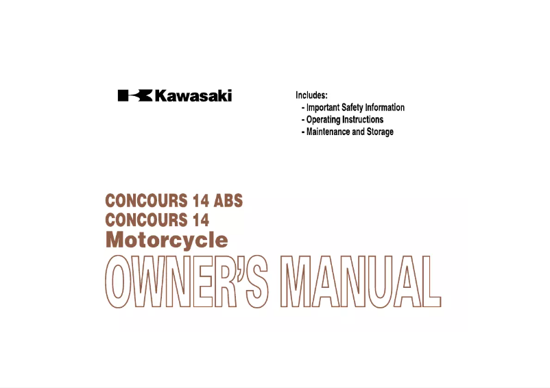 Page 1 de la notice Manuel utilisateur Kawasaki Concours 14 (2009)
