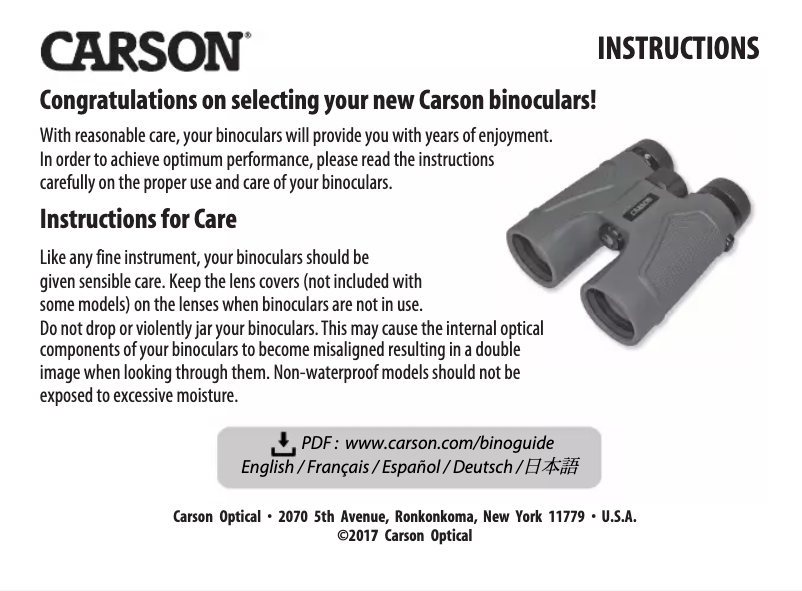 Page n°1 - Manuel utilisateur Carson VP Series