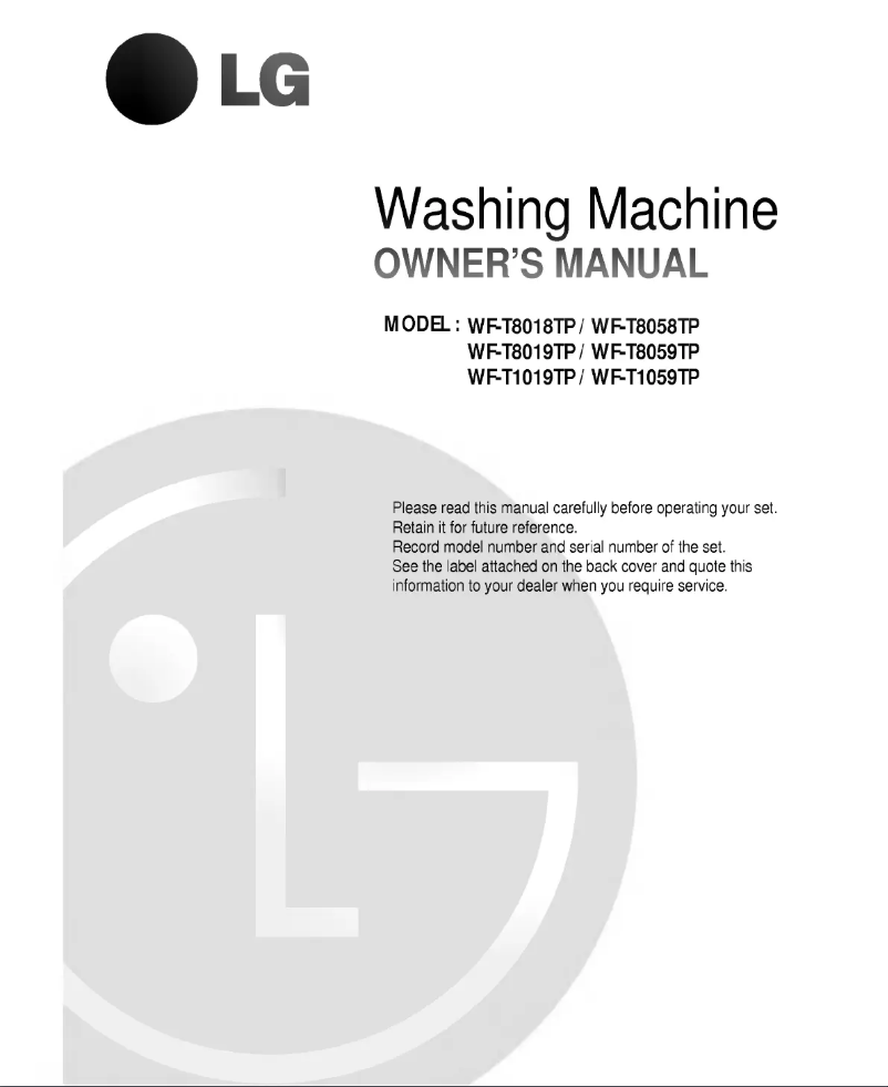 Page 1 de la notice Manuel utilisateur LG WF-T1059TP