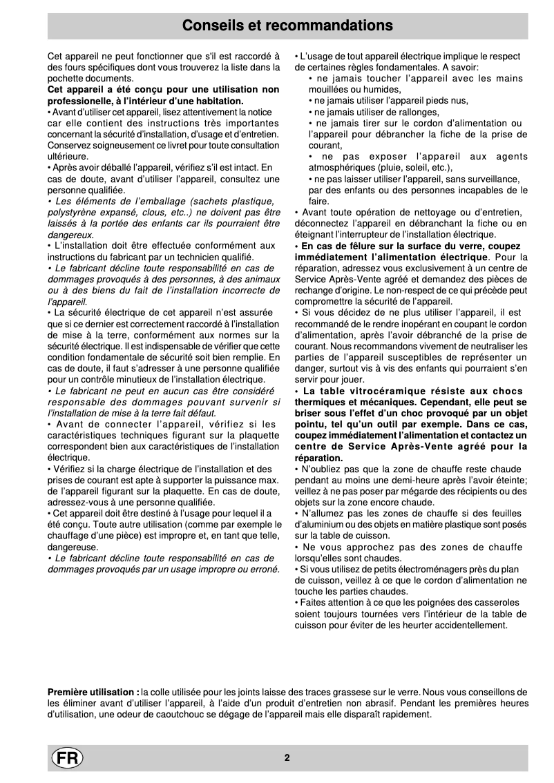 Page 1 de la notice Manuel utilisateur Hotpoint Ariston KBH 6004 IX