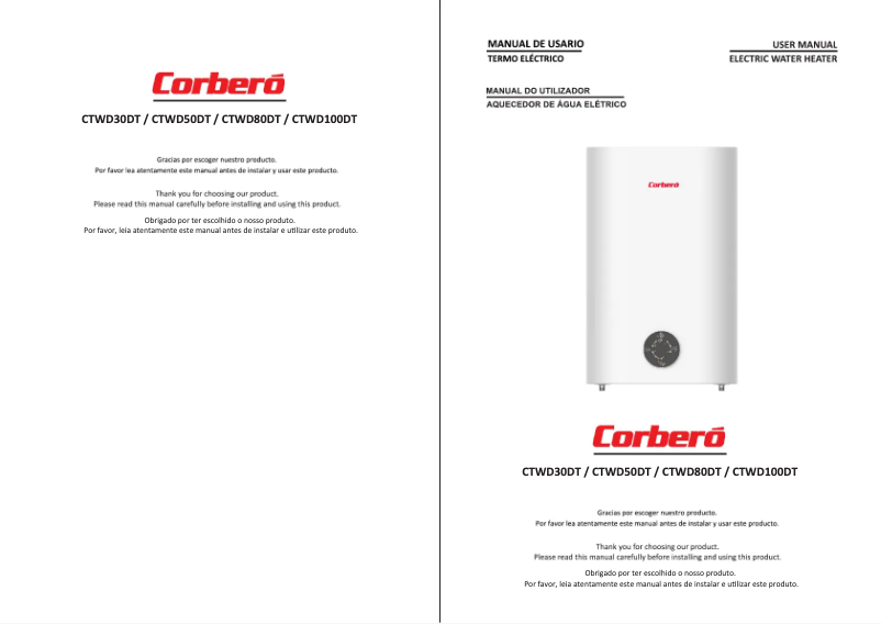 Page 1 de la notice Manuel utilisateur Corbero CTWD50DT