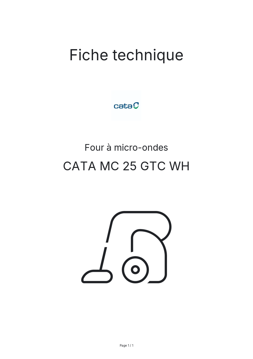 Page n°1 - Fiche technique CATA MC 25 GTC WH