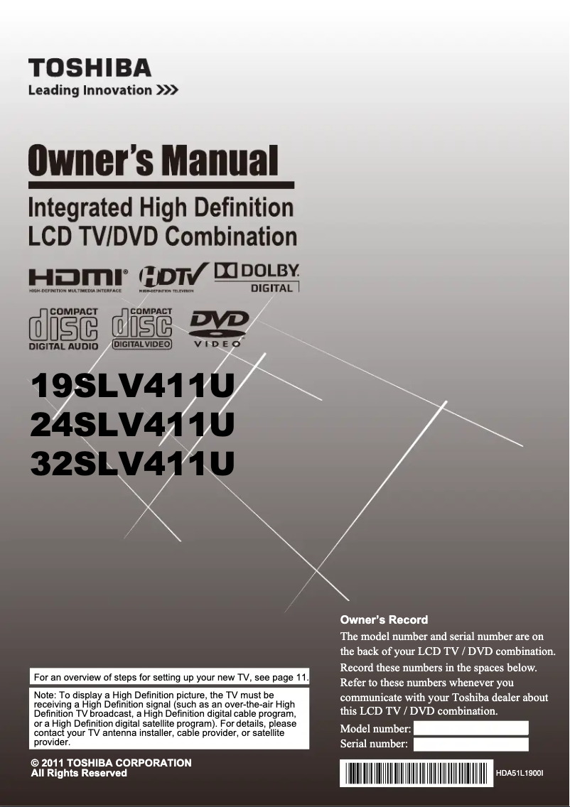 Page n°1 - Manuel utilisateur Toshiba 19SLV411U