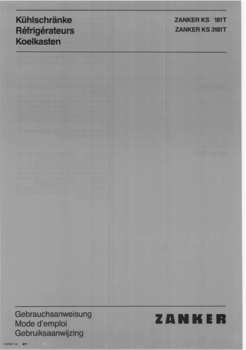 Page 1 de la notice Manuel utilisateur Zanker KS 3181T