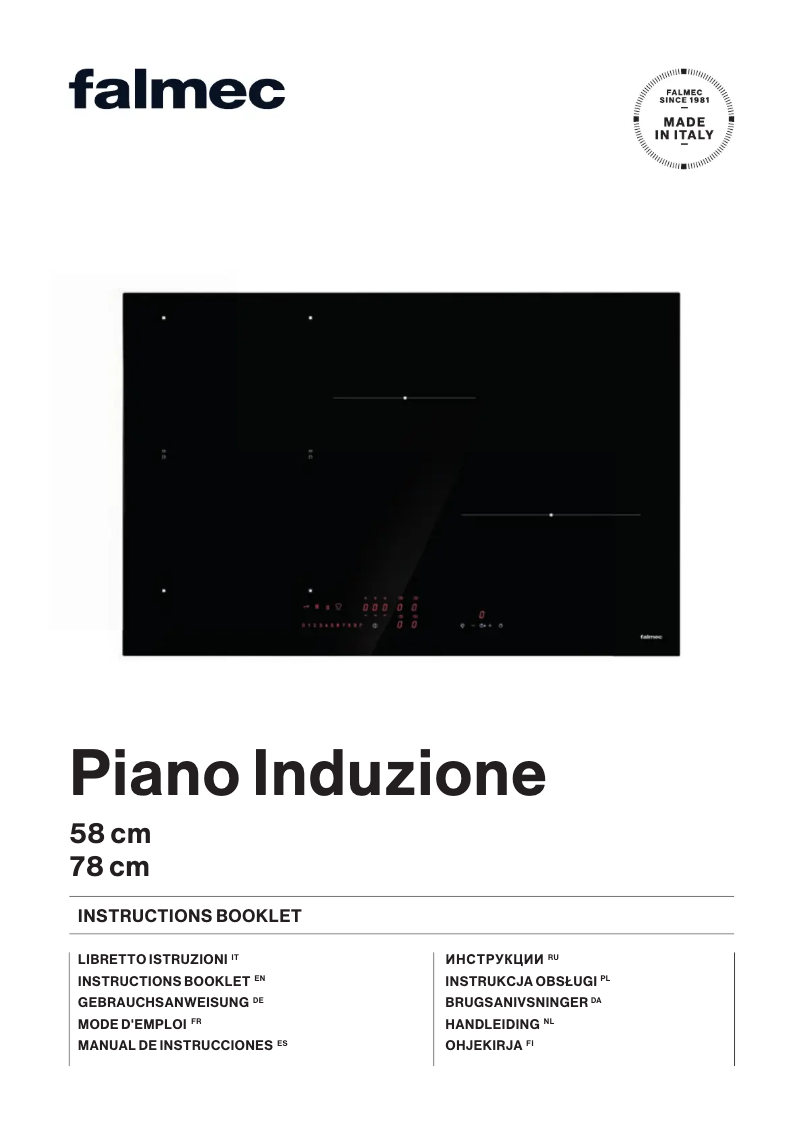Page n°1 - Manuel utilisateur Falmec Induction Hob 78 cm