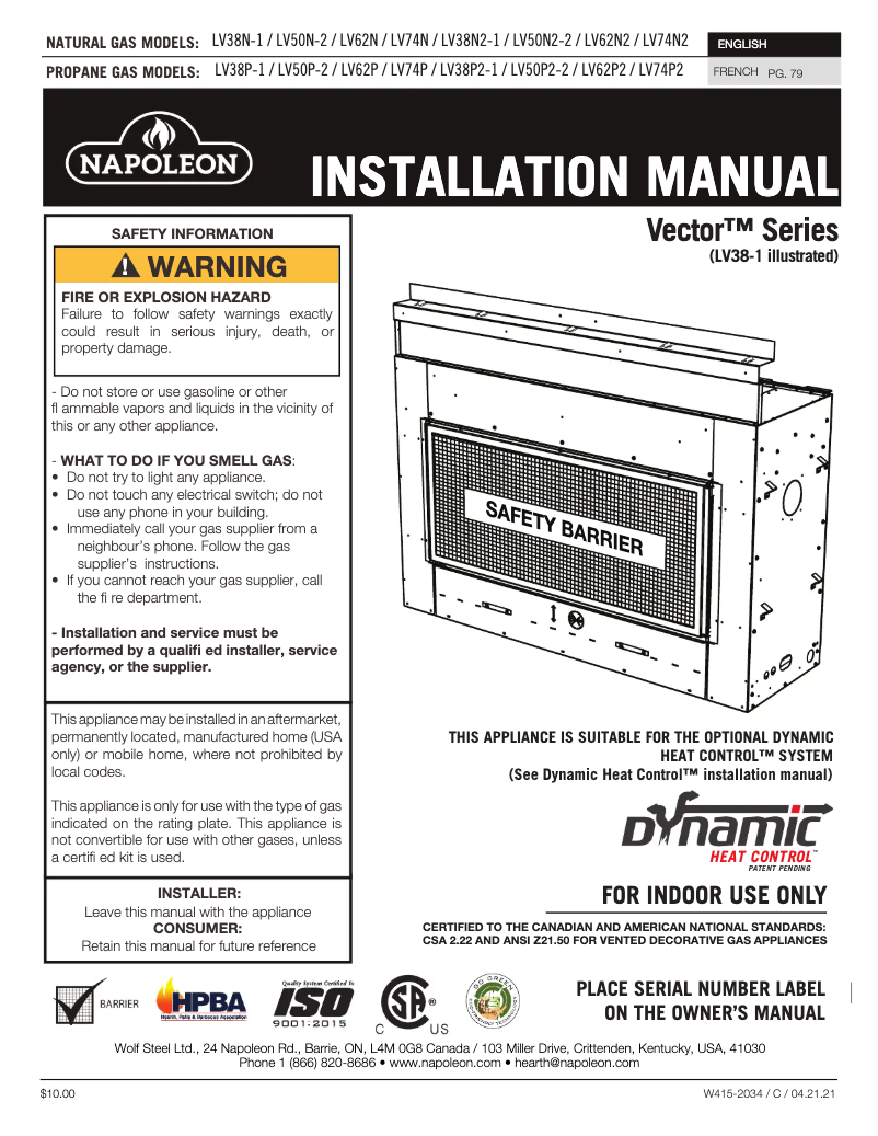 Page n°1 - Manuel utilisateur Napoleon Vector 38