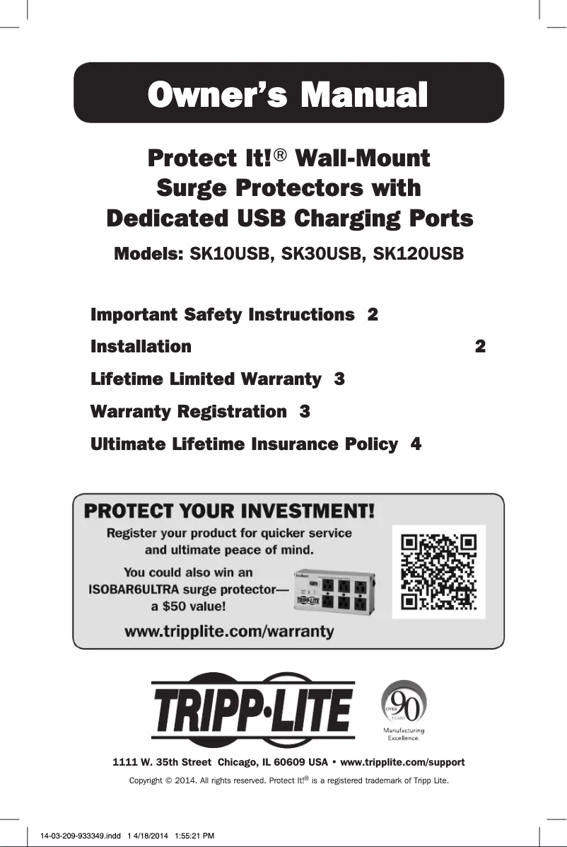 Page 1 de la notice Manuel utilisateur Tripp Lite Protect It! SK10USB