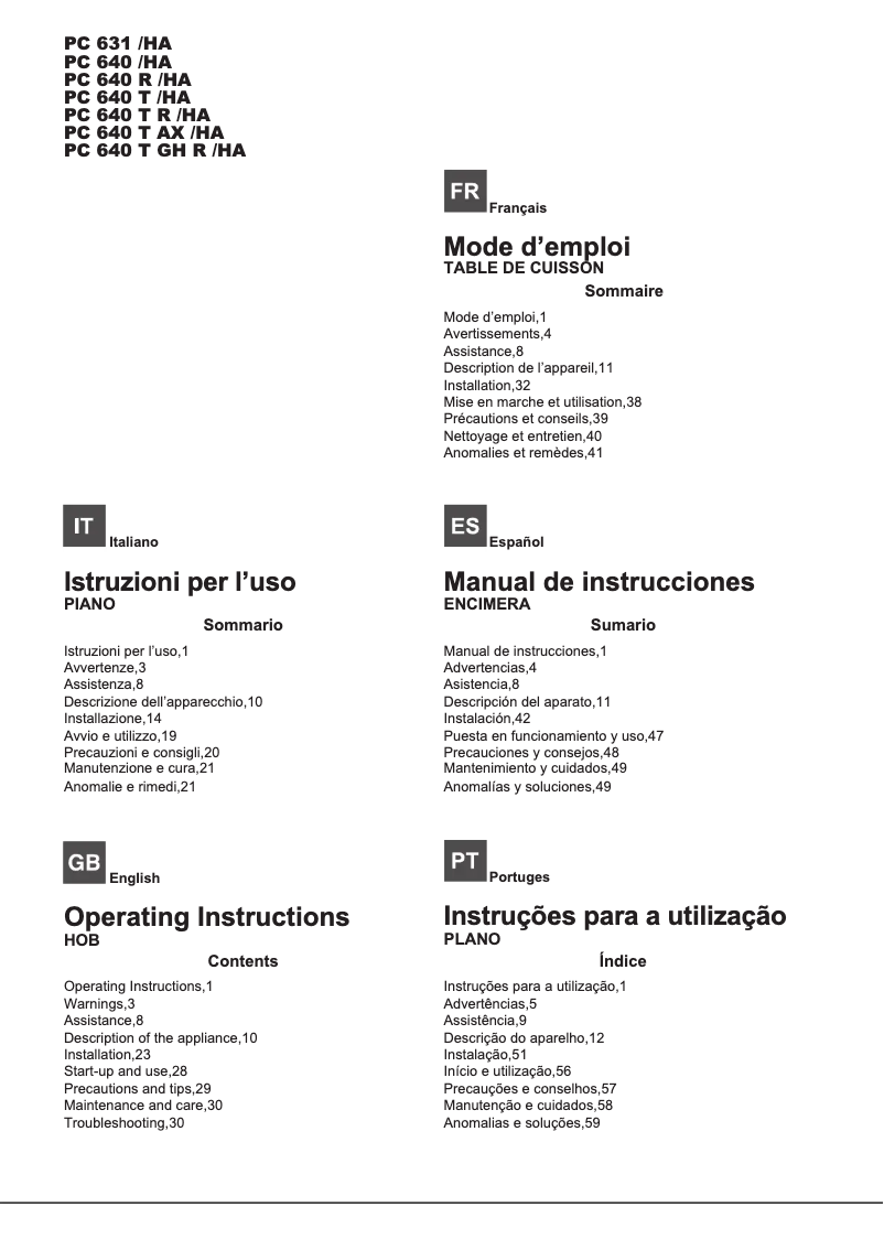 Imagen de la primera página del manual del dispositivo PC 640 T AX/HA