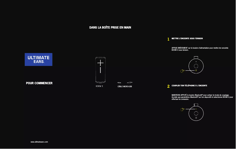 Page 1 de la notice Manuel utilisateur Ultimate Ears BOOM 3