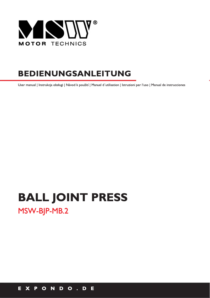 Page n°1 - Manuel utilisateur MSW MSW-BJP-MB.2