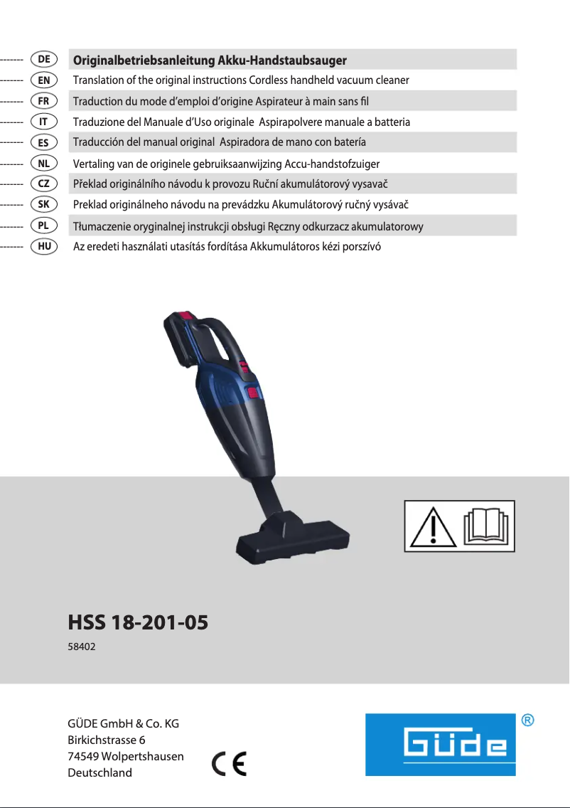 Image de la première page du manuel de l'appareil HSS 18-201-05