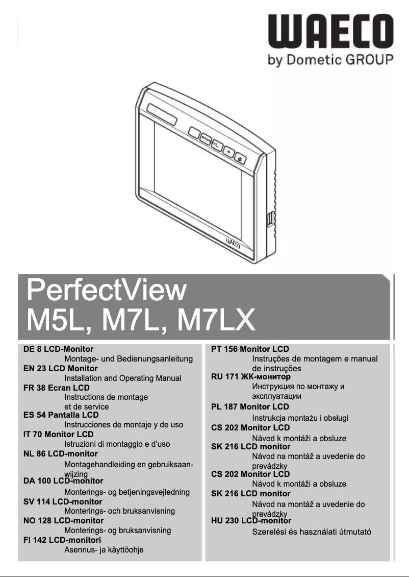 Page 1 de la notice Manuel utilisateur Waeco PerfectView M7L Monitor