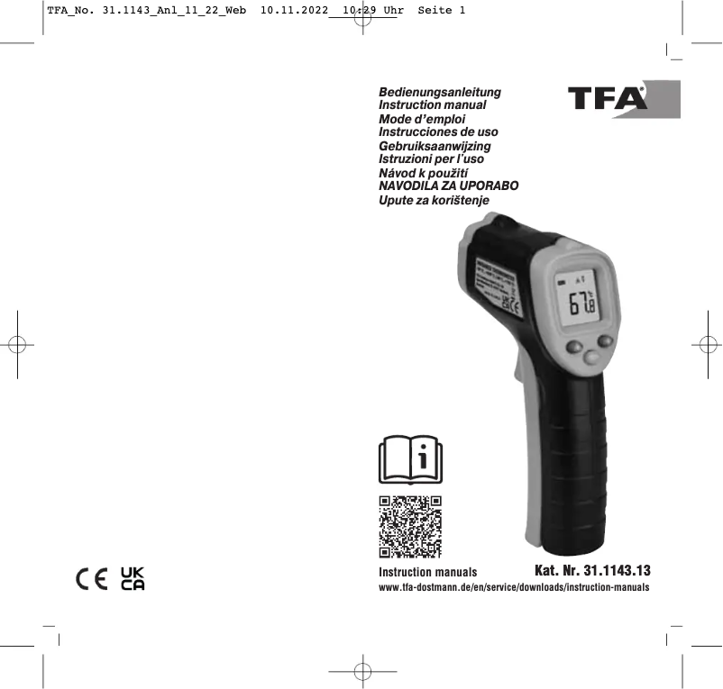 Imagen de la primera página del manual del dispositivo RAY LIGHT 31.1143.13
