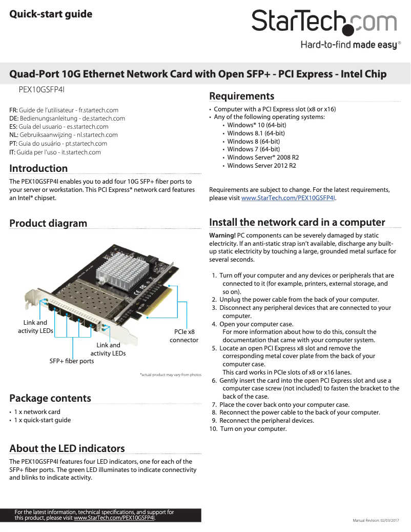 Image de la première page du manuel de l'appareil PEX10GSFP4I