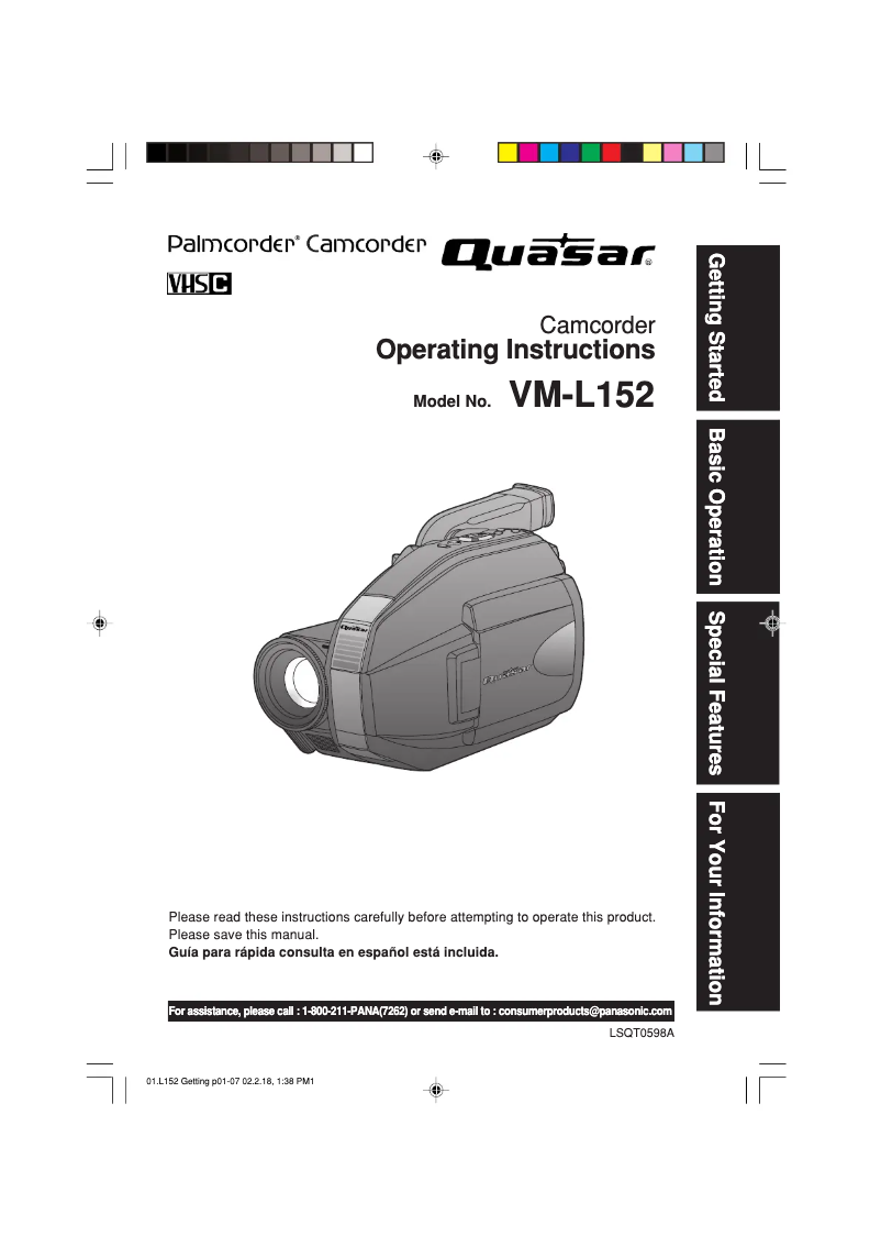 Image de la première page du manuel de l'appareil VM-L152
