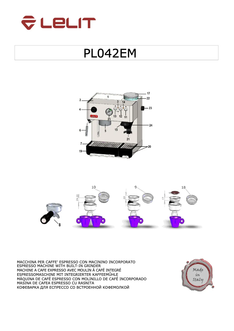 Página 1 del manual Manual de usuario Lelit Anita PL042EM