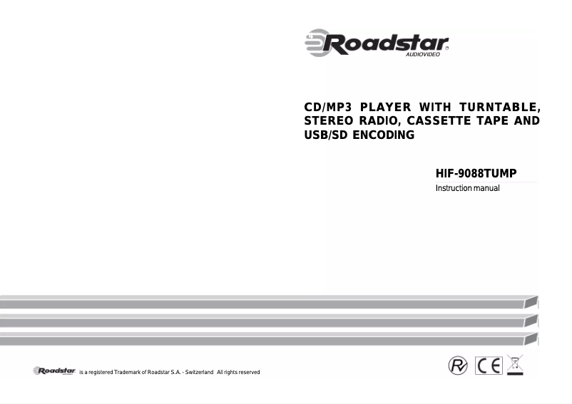 Page n°1 - Manuel utilisateur Roadstar HIF-9088TUMPN
