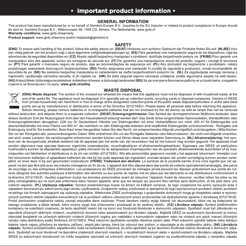 Page 1 de la notice Manuel utilisateur Gembird TA-UC-PDQC20-W-01