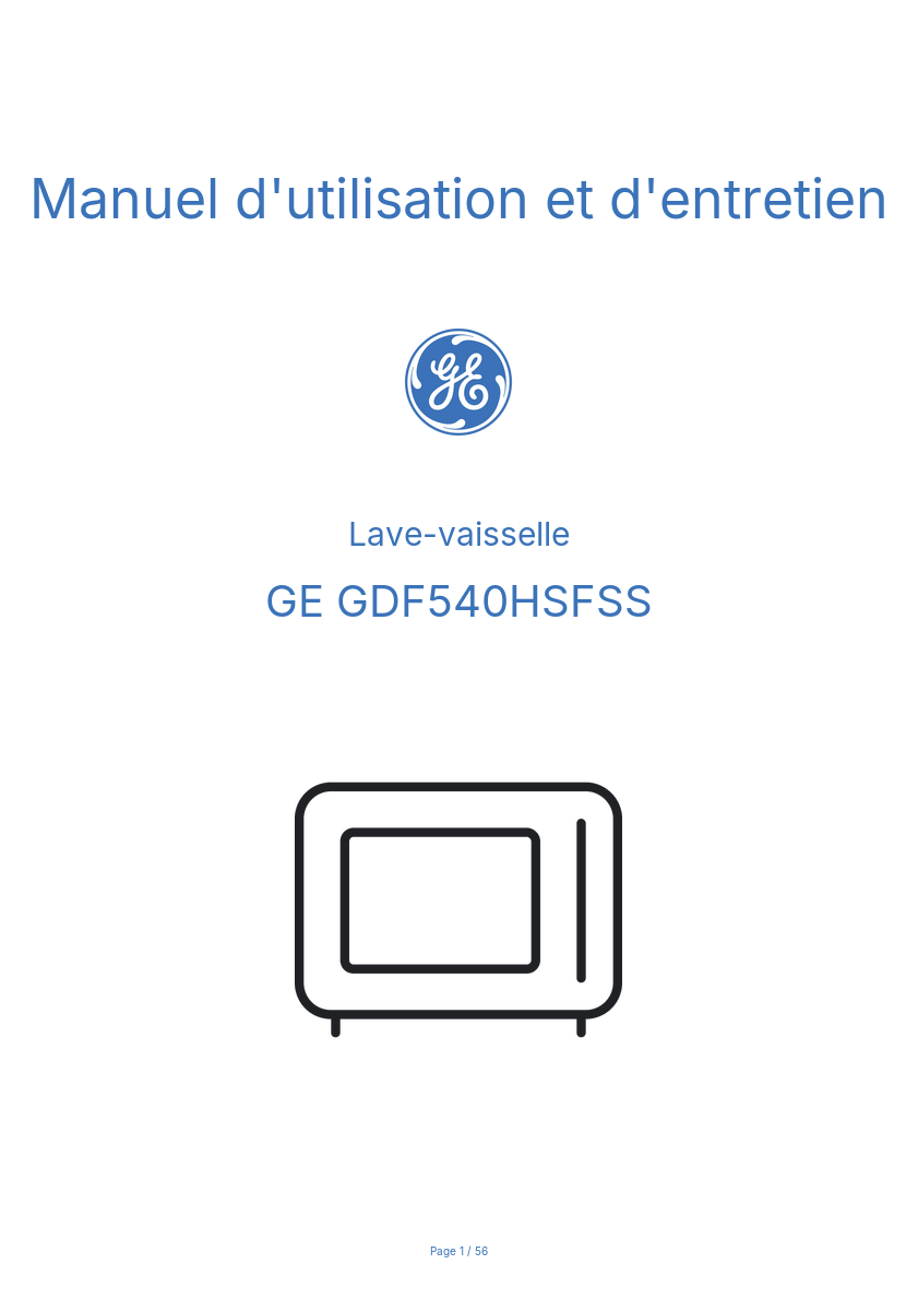 Image de la première page du manuel de l'appareil GDF540HSFSS