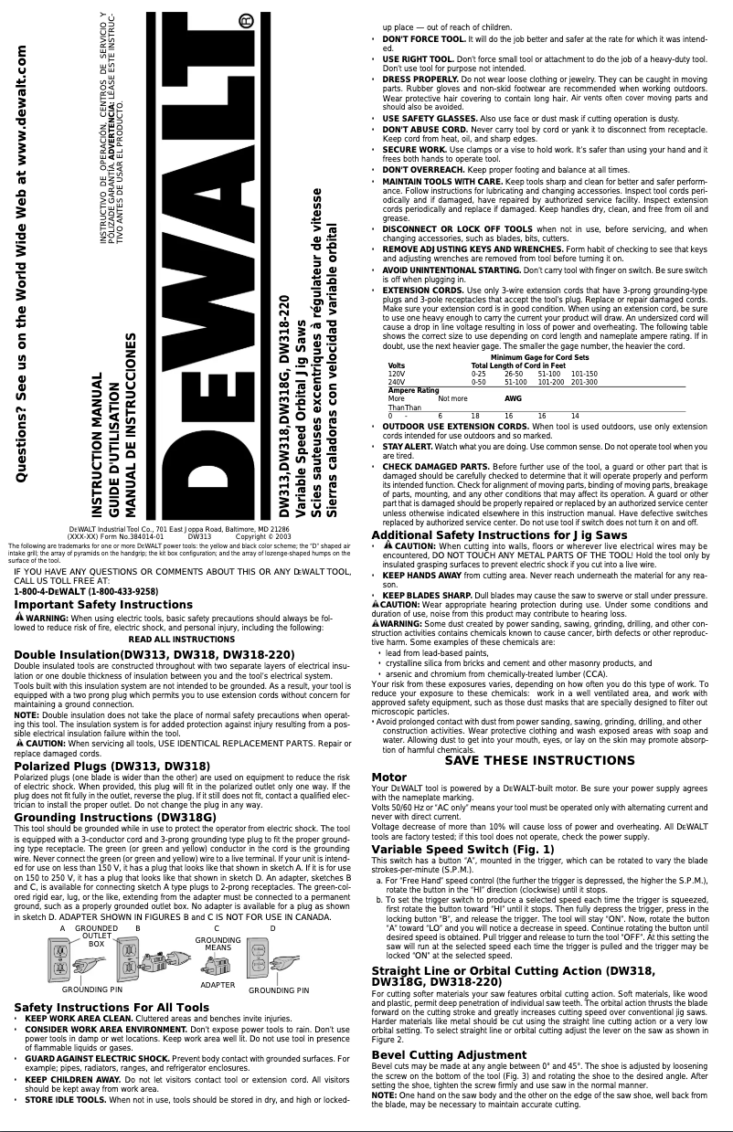 Image de la première page du manuel de l'appareil DW318K