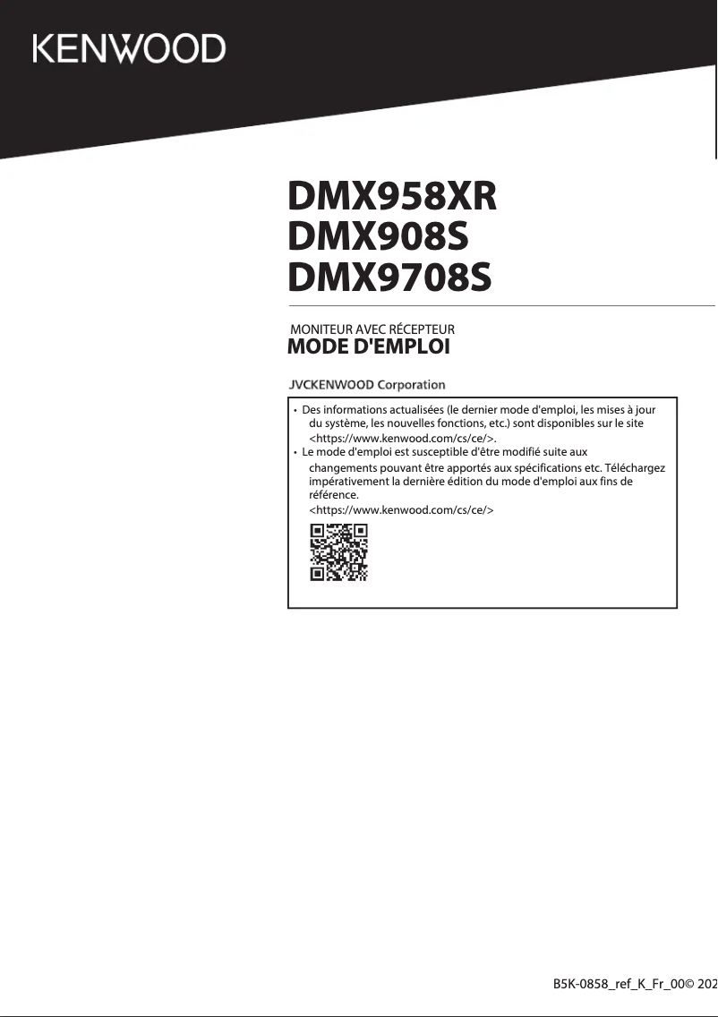 Page 1 de la notice Manuel utilisateur Kenwood Excelon DMX958XR