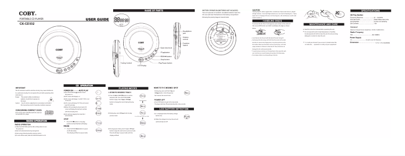 Página 1 del manual Manual de usuario Coby CX-CD332