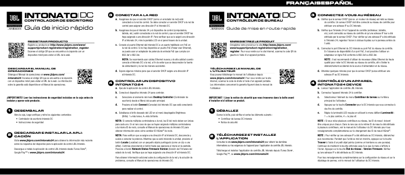 Page 1 de la notice Guide de démarrage rapide JBL Intonato 24