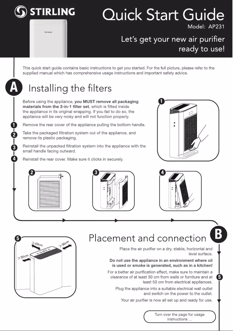Page 1 de la notice Guide de démarrage rapide Stirling AP231