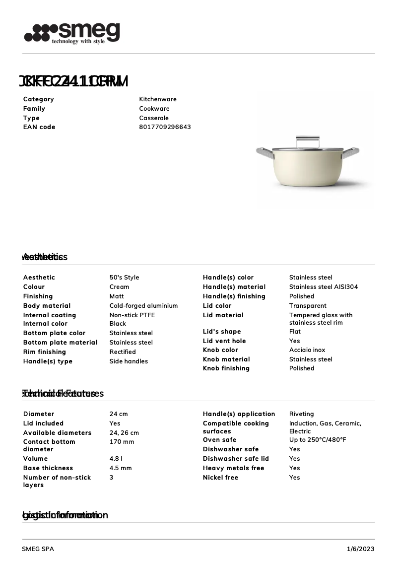 Page 1 de la notice Brochure Smeg CKFC2411CRM