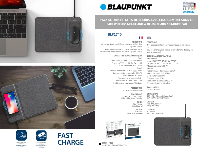 Page 1 de la notice Manuel utilisateur Blaupunkt BLP1740