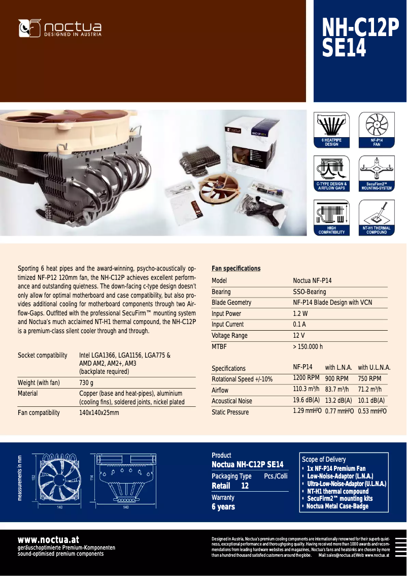 Page n°1 - Manuel utilisateur Noctua NH-C12P SE14