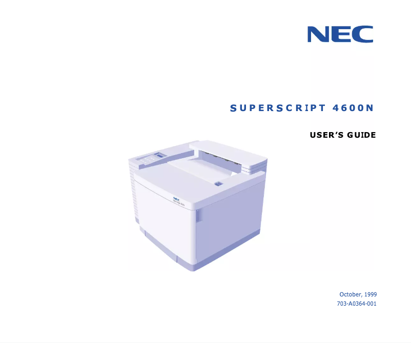 Page 1 de la notice Manuel utilisateur NEC SuperScript 4600N