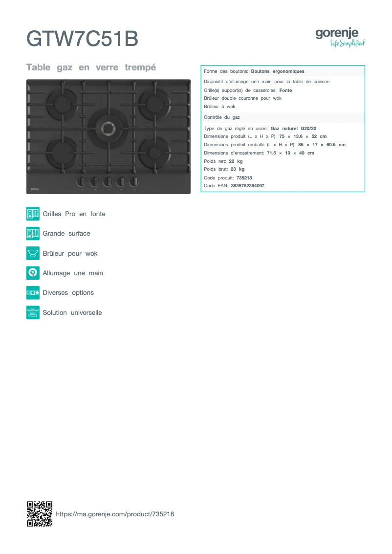 Image de la première page du manuel de l'appareil GTW7C51B