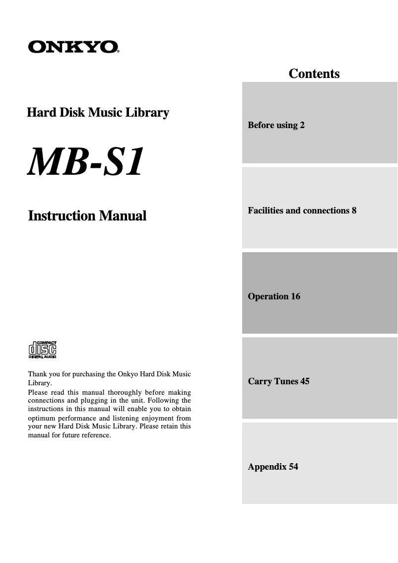 Page 1 de la notice Manuel utilisateur Onkyo MS-B1