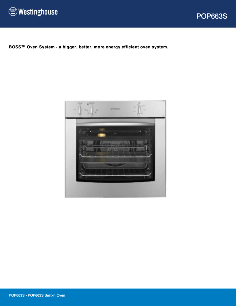 Page 1 de la notice Fiche technique Westinghouse POP663S