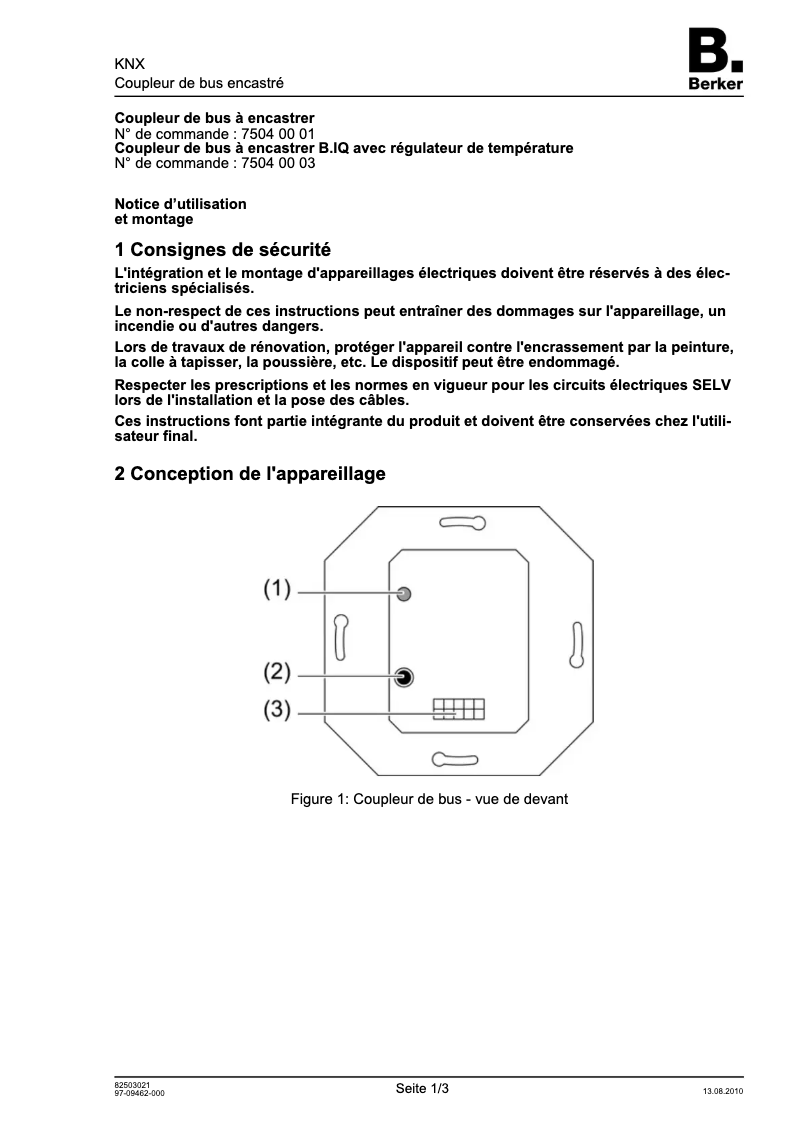 Page n°1 - Guide d'installation Hager 75040001