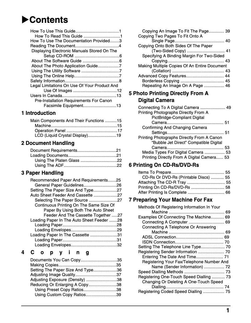 Page 1 de la notice Manuel utilisateur Canon PIXMA MP780
