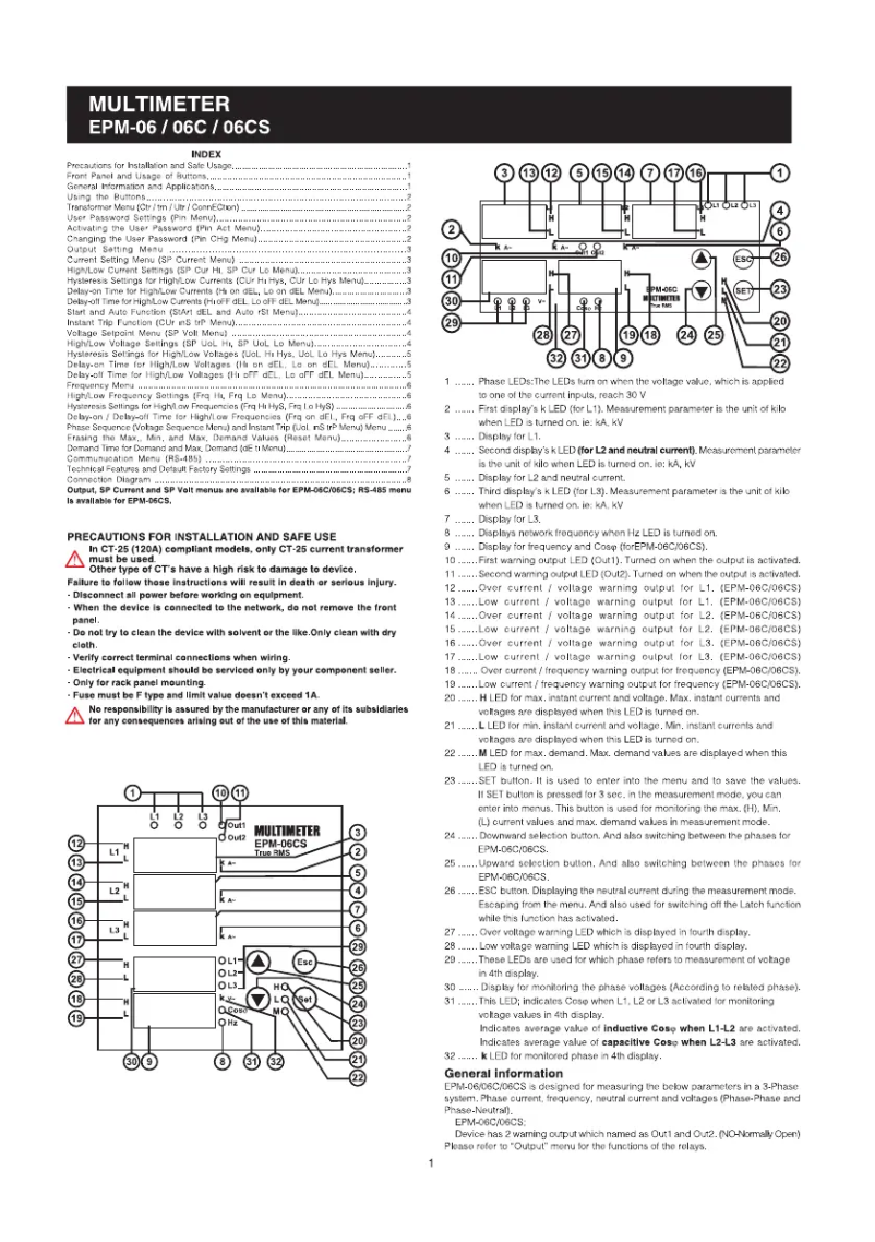 Page 1 de la notice Manuel utilisateur ENTES EPM-06CS-DIN