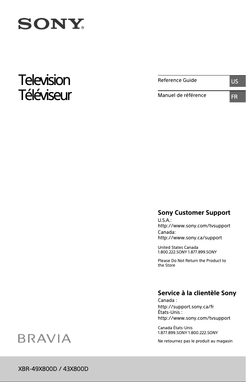 Page 1 de la notice Manuel utilisateur Sony Bravia XBR-49X800D