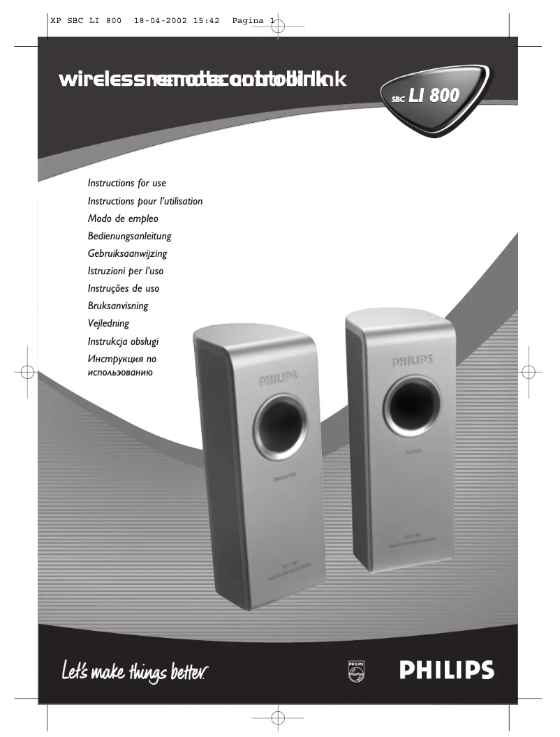 Page 1 of the manual User Manual Philips SBCLI800