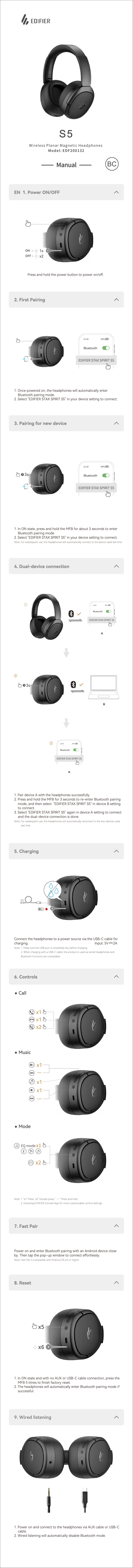 Page 1 de la notice Manuel utilisateur Edifier W830NB