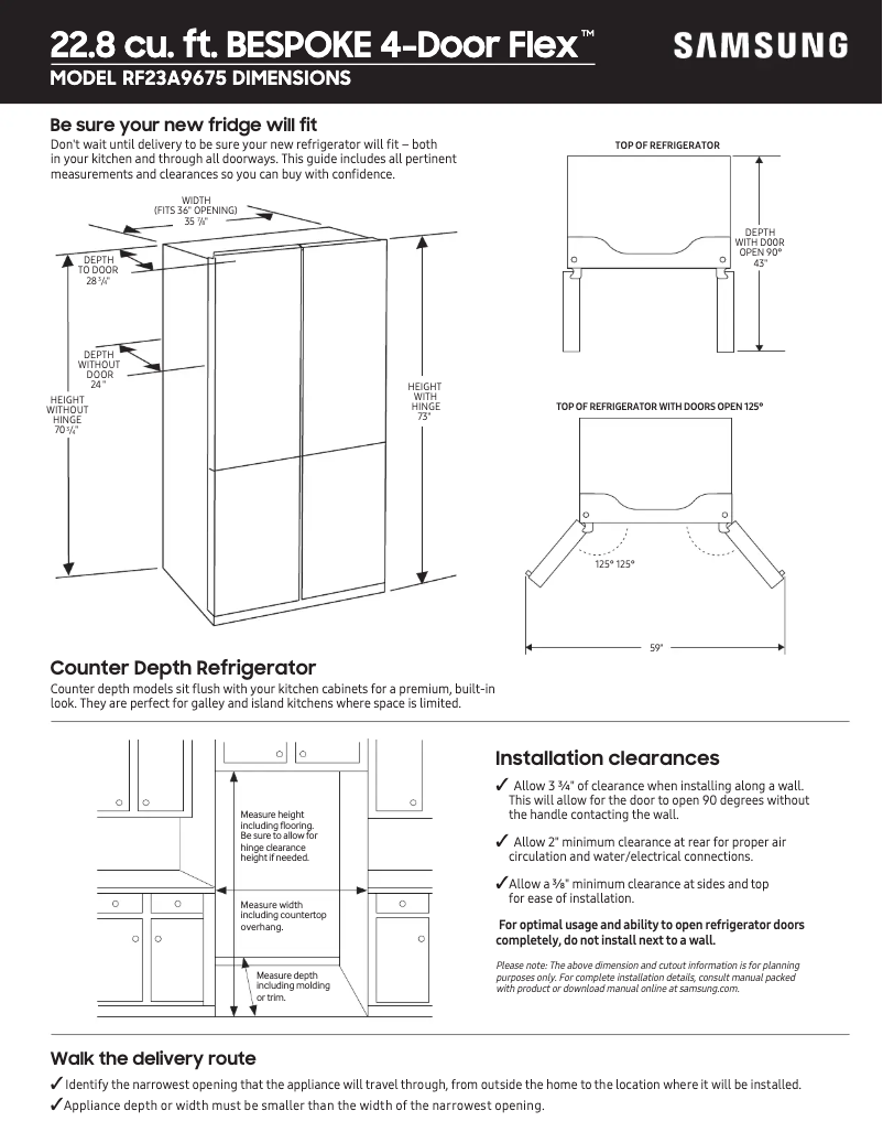 Página 1 del manual Guía de medición Samsung RF23A967541