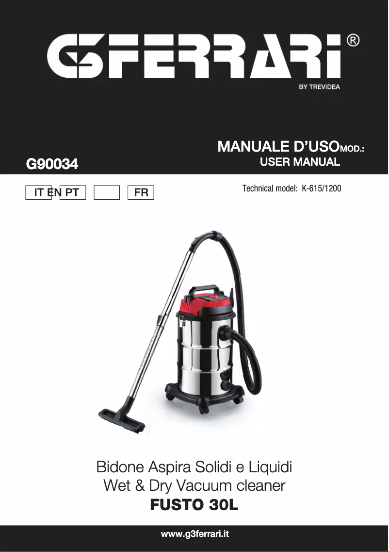 Page n°1 - Manuel utilisateur G3 Ferrari Fusto 30L G90034
