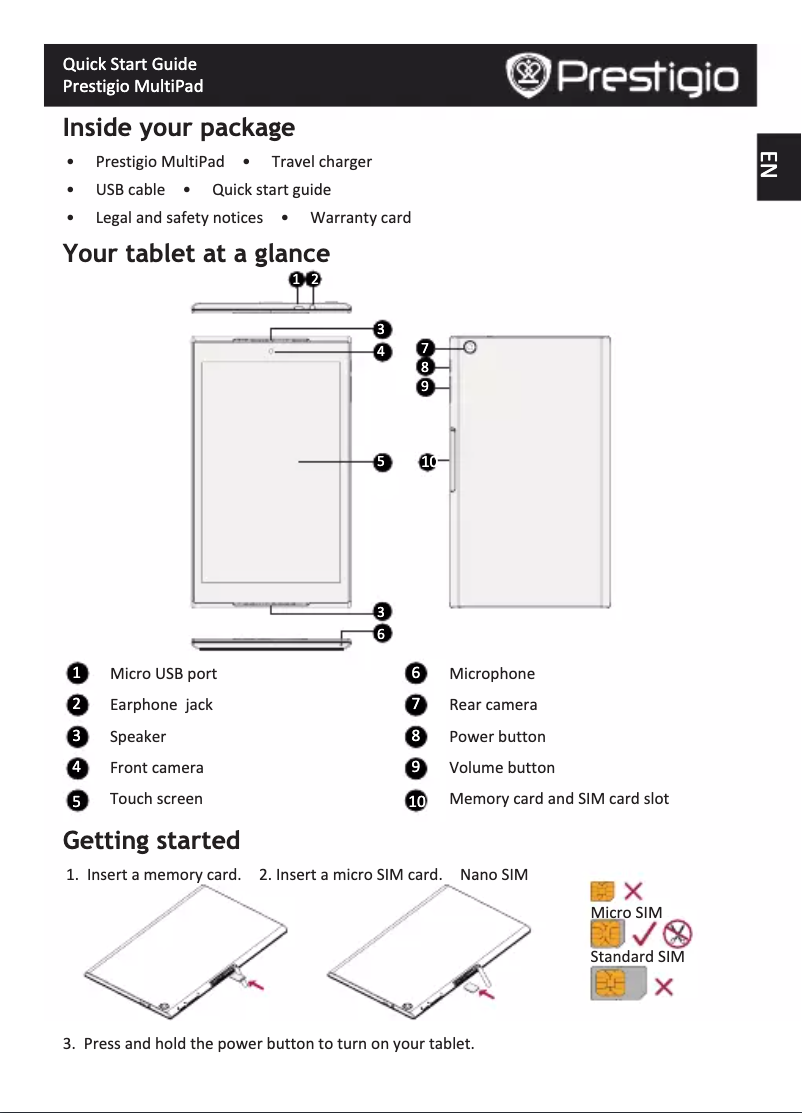 Page n°1 - Manuel utilisateur Prestigio MultiPad Thunder 8.0i