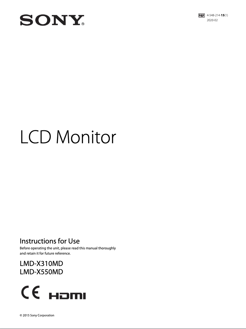 Page 1 de la notice Manuel utilisateur Sony LMD-X310MD