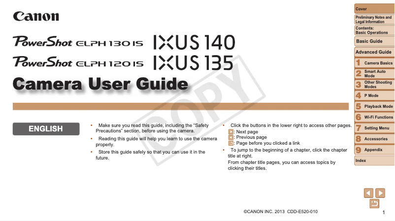 Página 1 del manual Manual de usuario Canon PowerShot ELPH 130