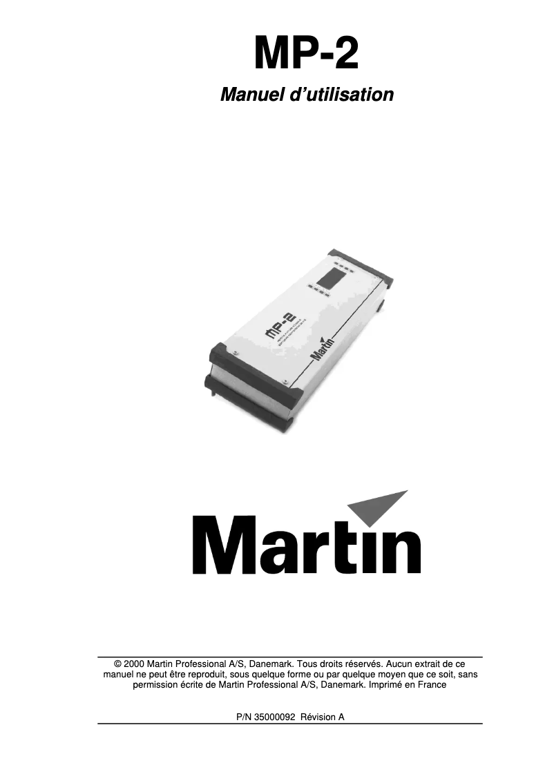 Page n°1 - Manuel utilisateur Martin MP-2