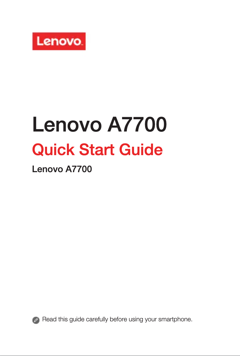 Page 1 de la notice Manuel utilisateur Lenovo A7700