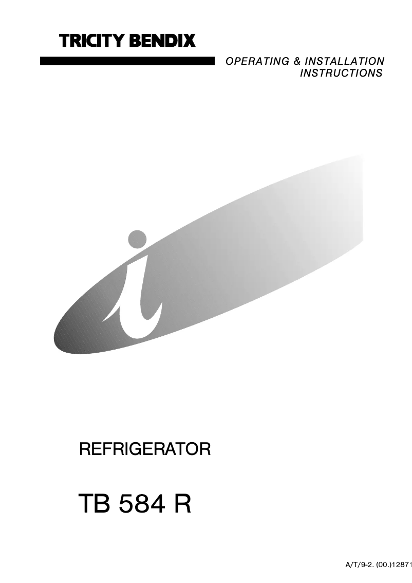 Page n°1 - Manuel utilisateur Tricity Bendix TB584R