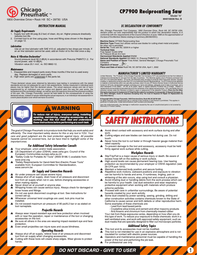 Image de la première page du manuel de l'appareil CP7900